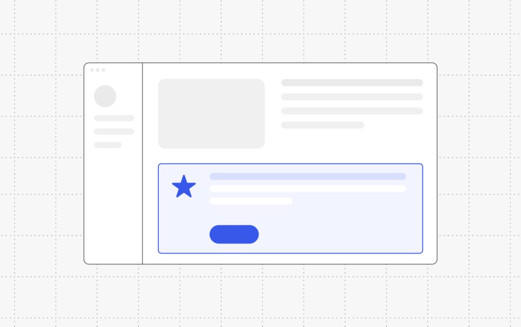 Illustration of a blog post layout with a highlighted call-to-action box and button below the main content.